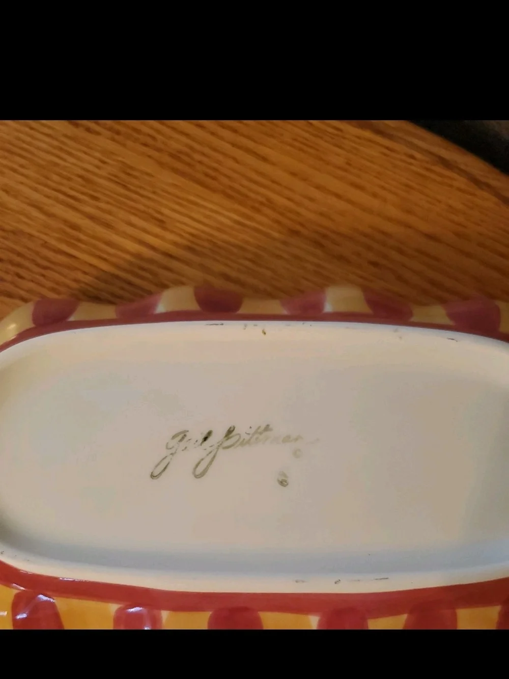 Vintage Pottery Gail Pittman Siennramic Serving Bowl - Yellow and Pink